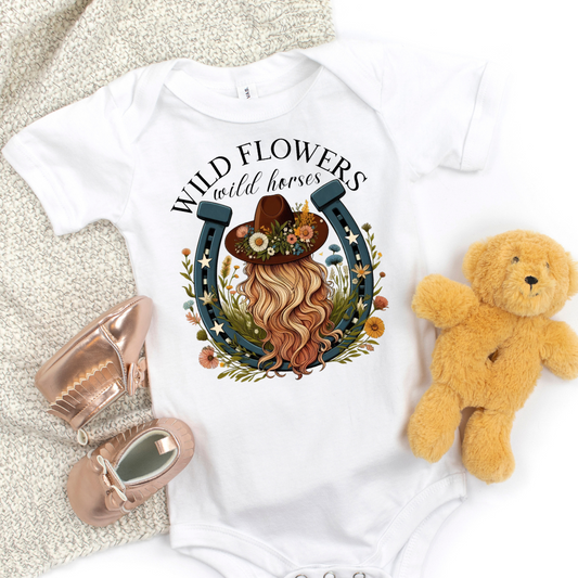 Wildflowers Wild Horses Horseshoe Infant Bodysuits