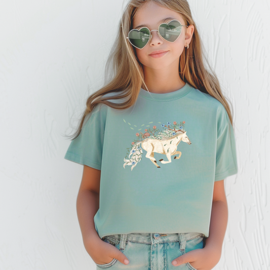 Claire Eddie Ivory Horse short/ Long Sleeve Tees (Toddler/ Youth Sizes)