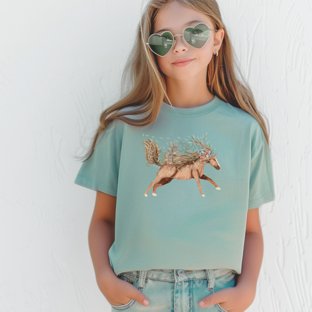 Clair Eddie Mocha Horse Short/ Long Sleeve Tees (Toddler/ Youth Sizes)