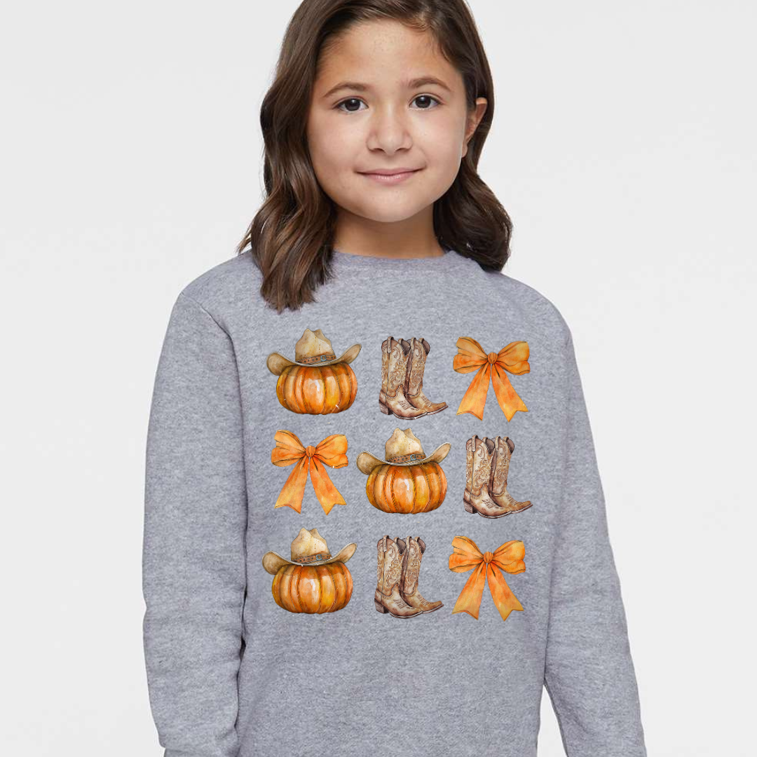 Pumpkin Boots Crewneck Sweatshirt (Toddler & Youth Sizes)