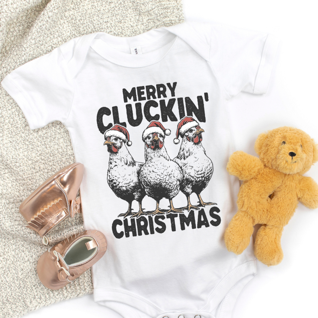 Merry Cluckin' Christmas Short Sleeve Infant Bodysuit