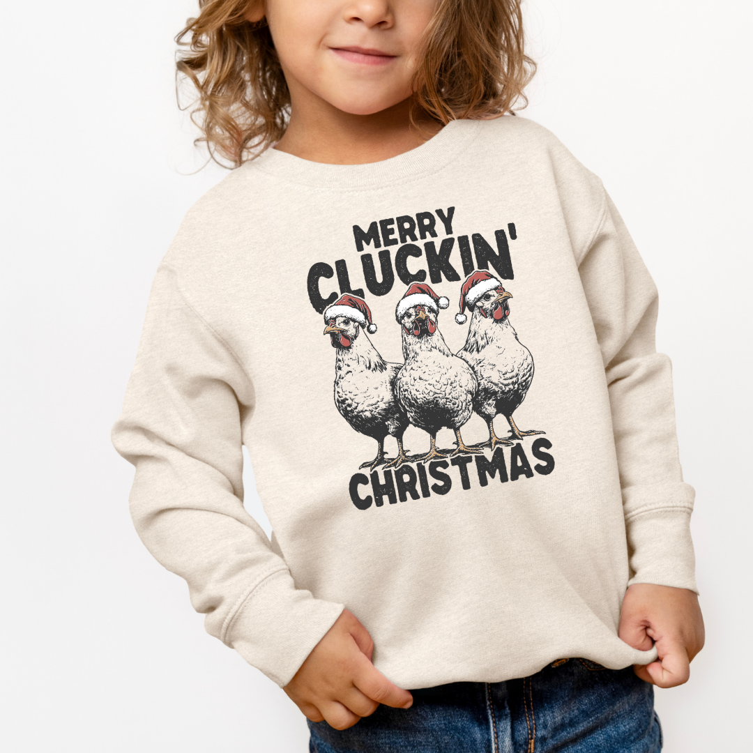 Merry Cluckin' Christmas (Toddler & Youth Sizes) Crewneck Sweatshirts