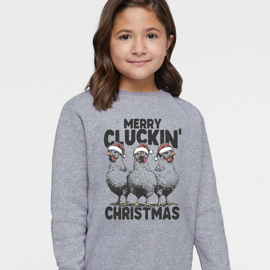 Merry Cluckin' Christmas (Toddler & Youth Sizes) Crewneck Sweatshirts