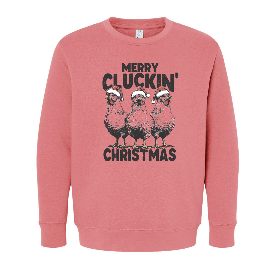 Merry Cluckin' Christmas (Toddler & Youth Sizes) Crewneck Sweatshirts