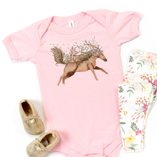 Claire Eddie Mocha Horse Infant Bodysuits