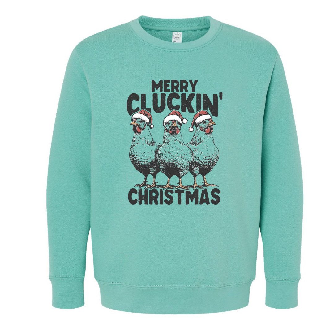 Merry Cluckin' Christmas (Toddler & Youth Sizes) Crewneck Sweatshirts