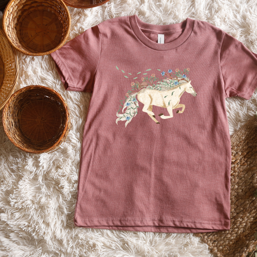 Claire Eddie Ivory Horse short/ Long Sleeve Tees (Toddler/ Youth Sizes)