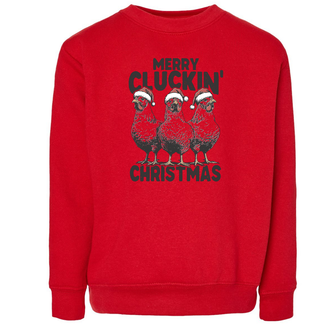 Merry Cluckin' Christmas (Toddler & Youth Sizes) Crewneck Sweatshirts