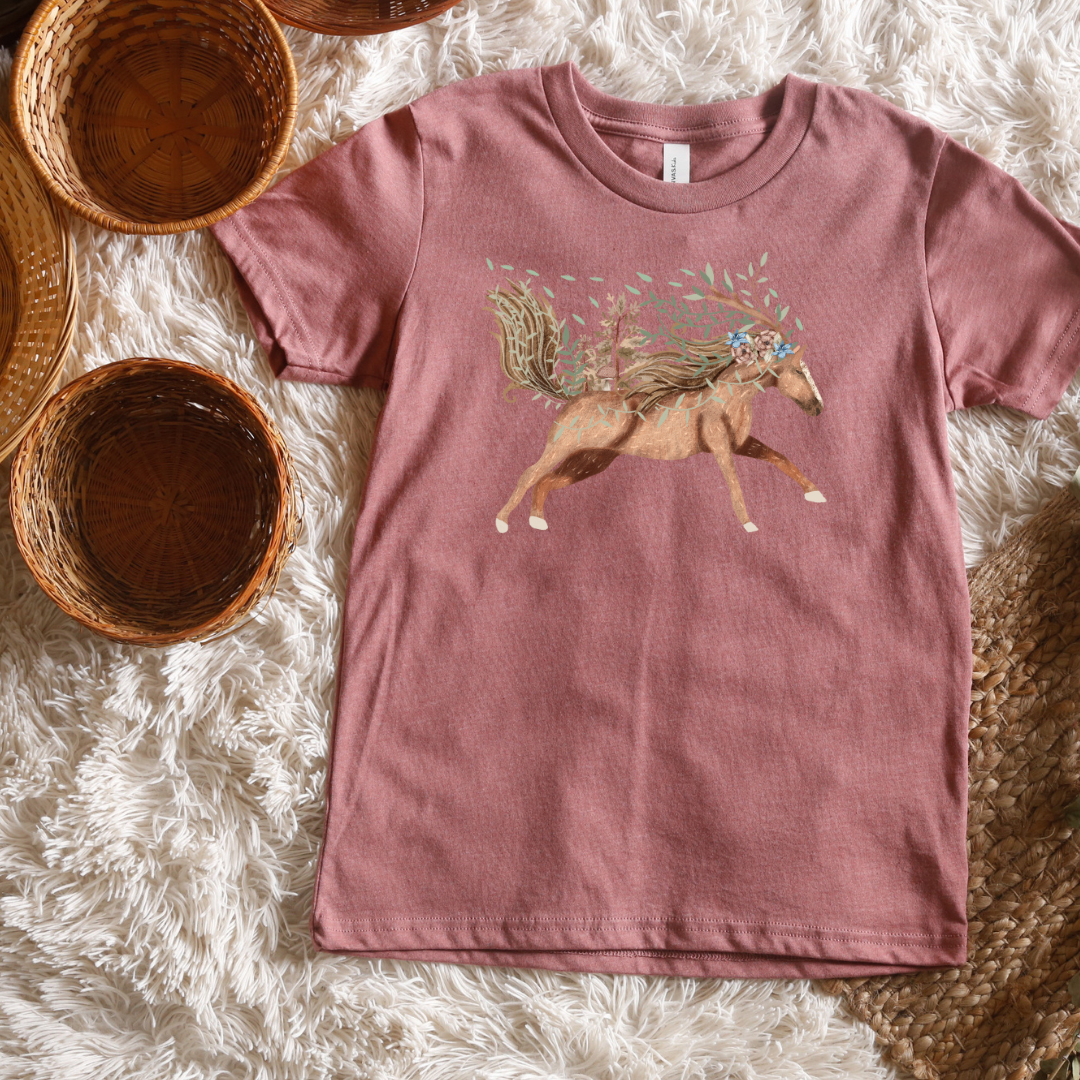 Clair Eddie Mocha Horse Short/ Long Sleeve Tees (Toddler/ Youth Sizes)