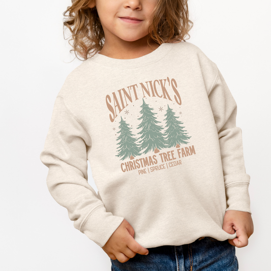 Saint Nick's Christmas Tree Farm (Toddler & Youth Sizes) Crewneck Sweatshirts