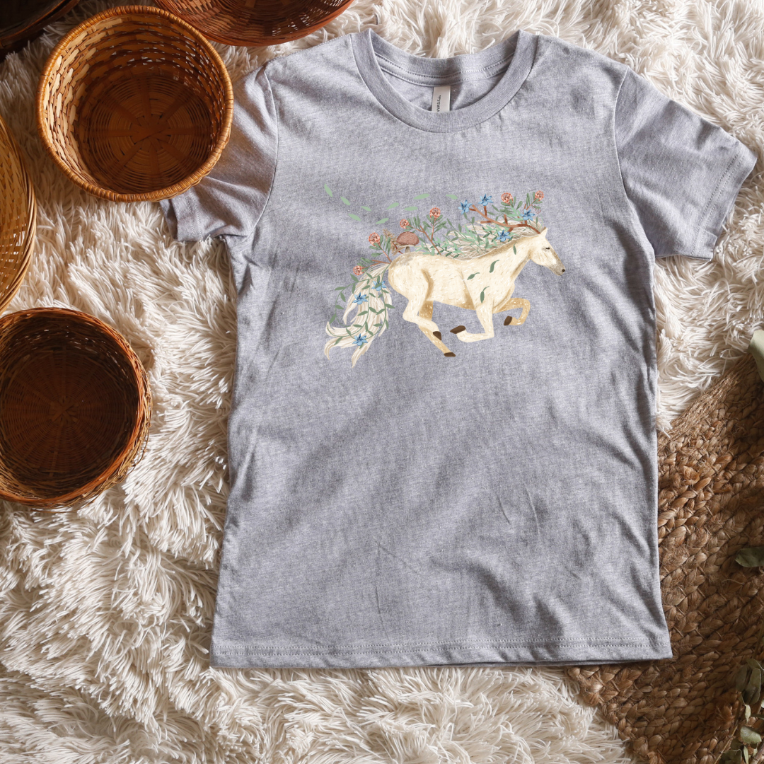 Claire Eddie Ivory Horse short/ Long Sleeve Tees (Toddler/ Youth Sizes)