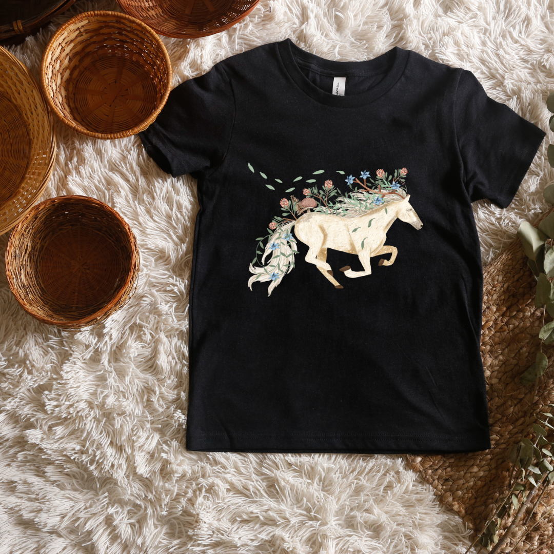 Claire Eddie Ivory Horse short/ Long Sleeve Tees (Toddler/ Youth Sizes)