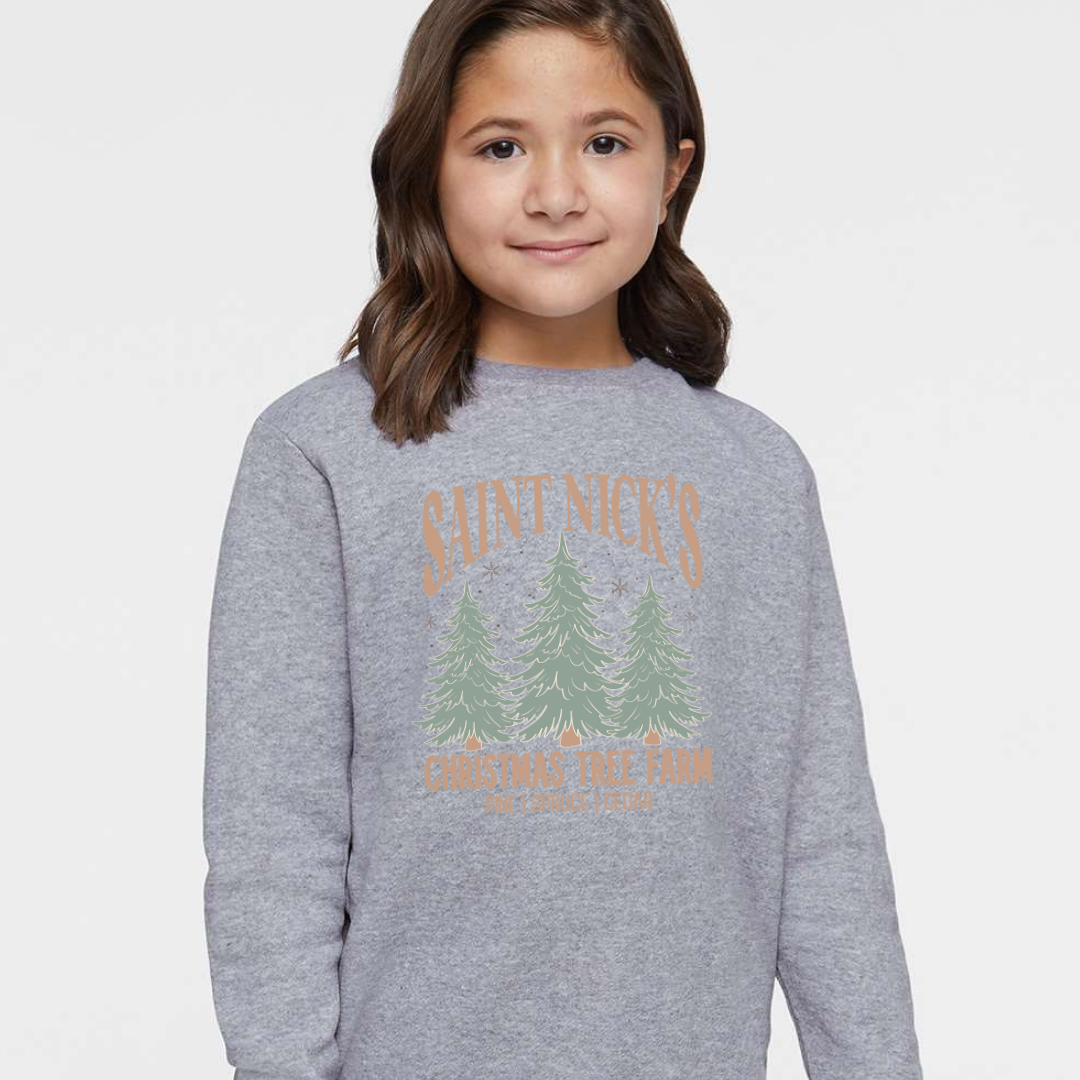 Saint Nick's Christmas Tree Farm (Toddler & Youth Sizes) Crewneck Sweatshirts