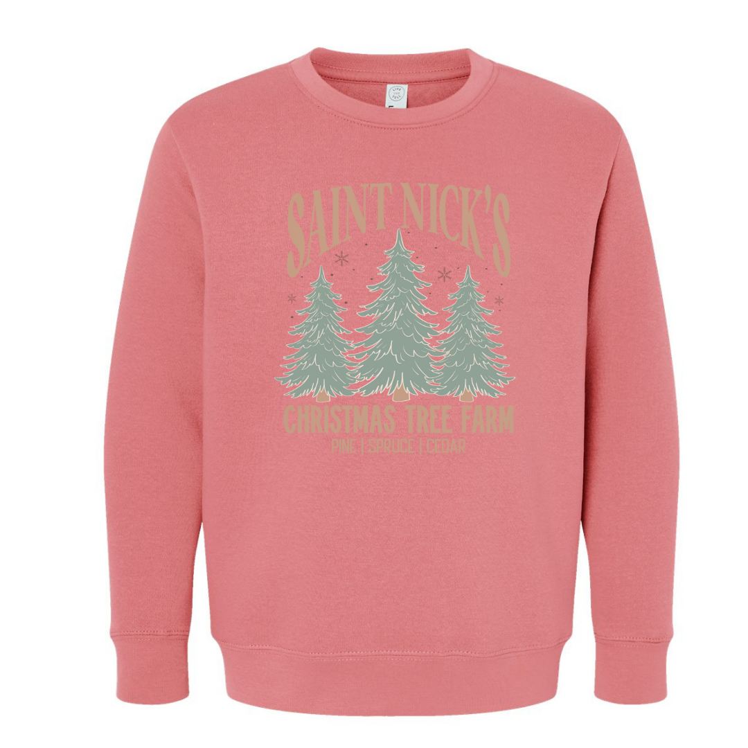 Saint Nick's Christmas Tree Farm (Toddler & Youth Sizes) Crewneck Sweatshirts