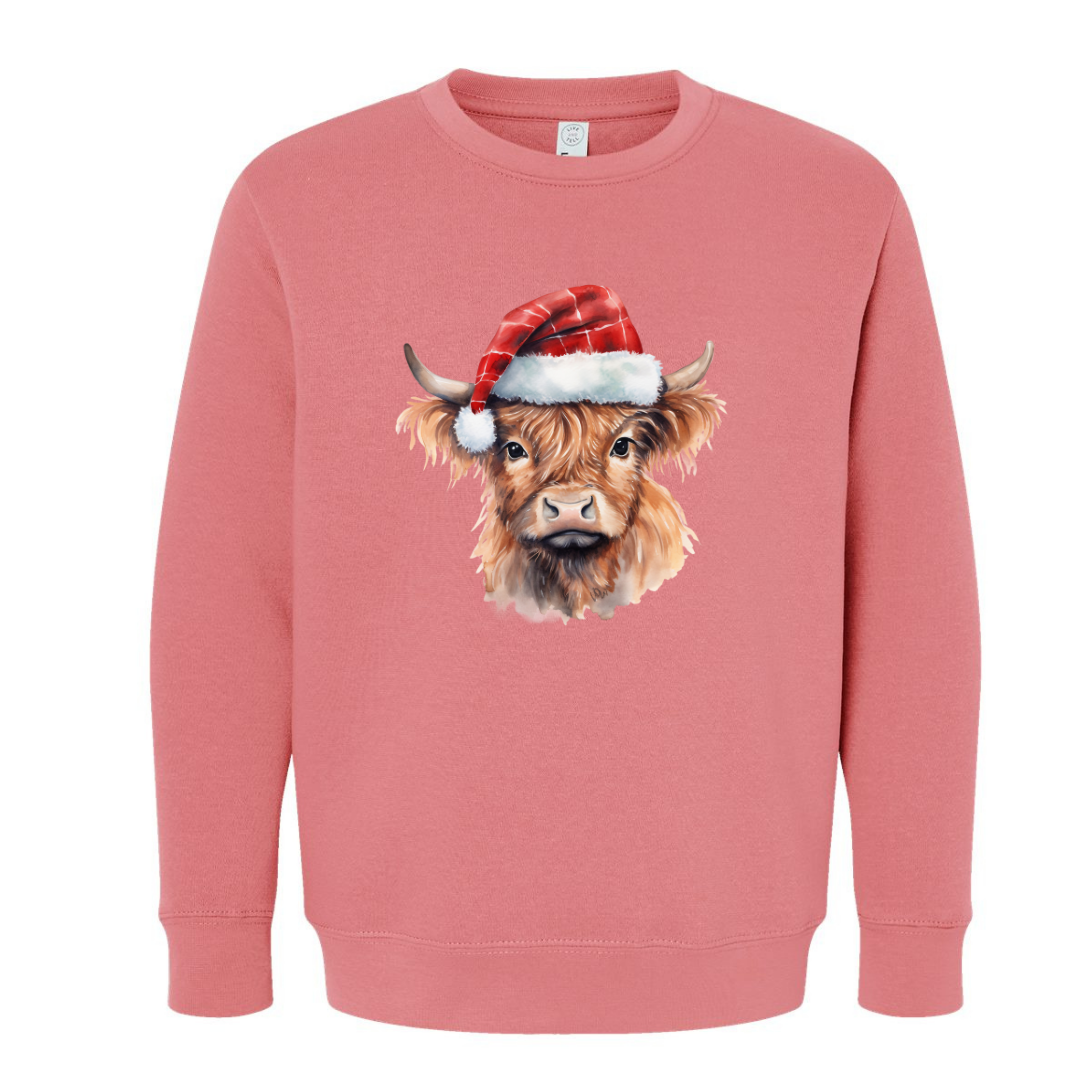 Christmas Cow Hat (Toddler & Youth Sizes) Crewneck Sweatshirts