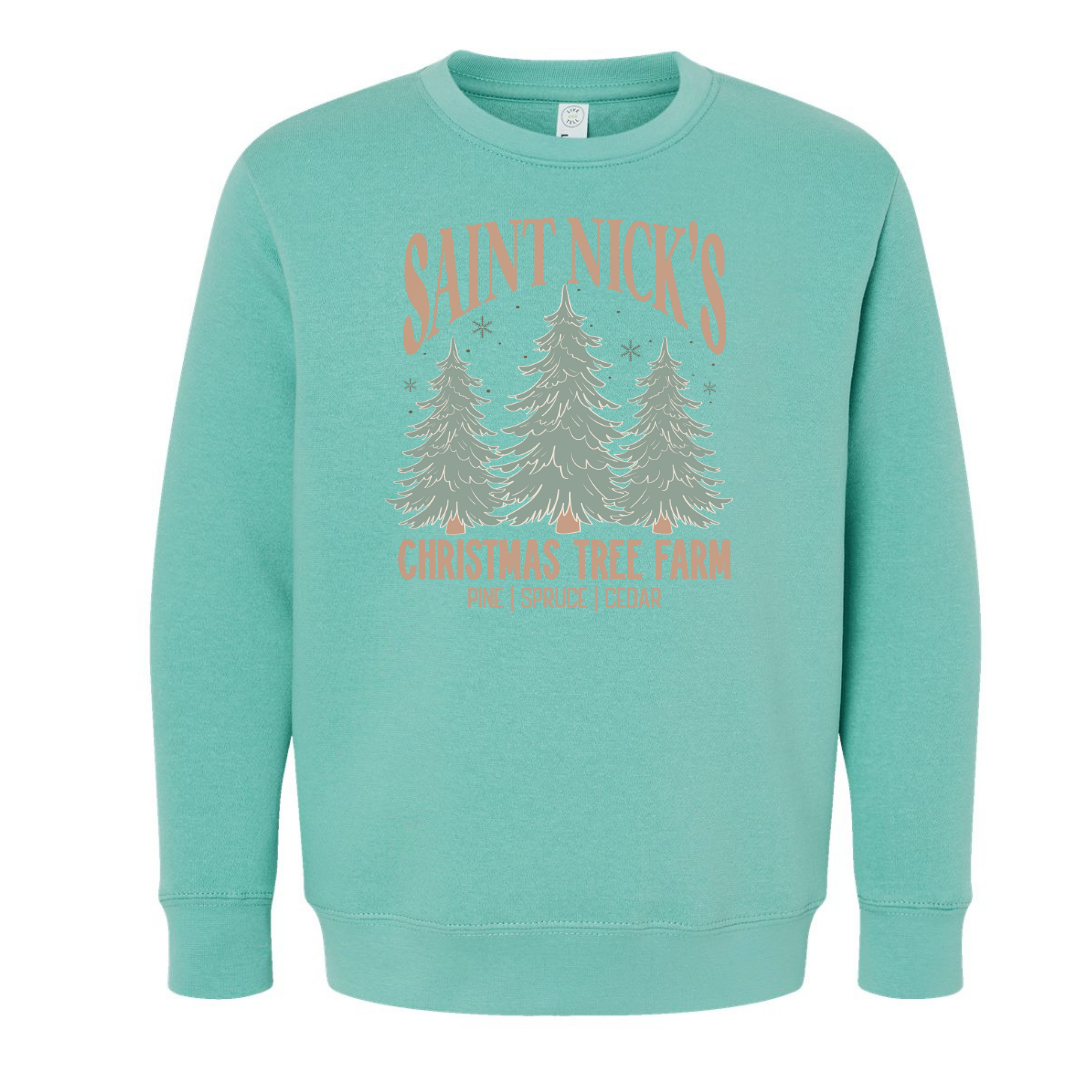 Saint Nick's Christmas Tree Farm (Toddler & Youth Sizes) Crewneck Sweatshirts