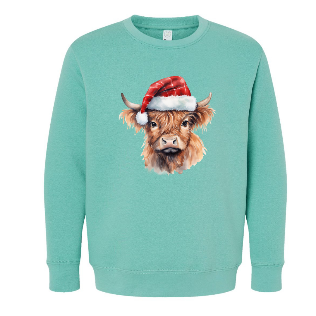 Christmas Cow Hat (Toddler & Youth Sizes) Crewneck Sweatshirts