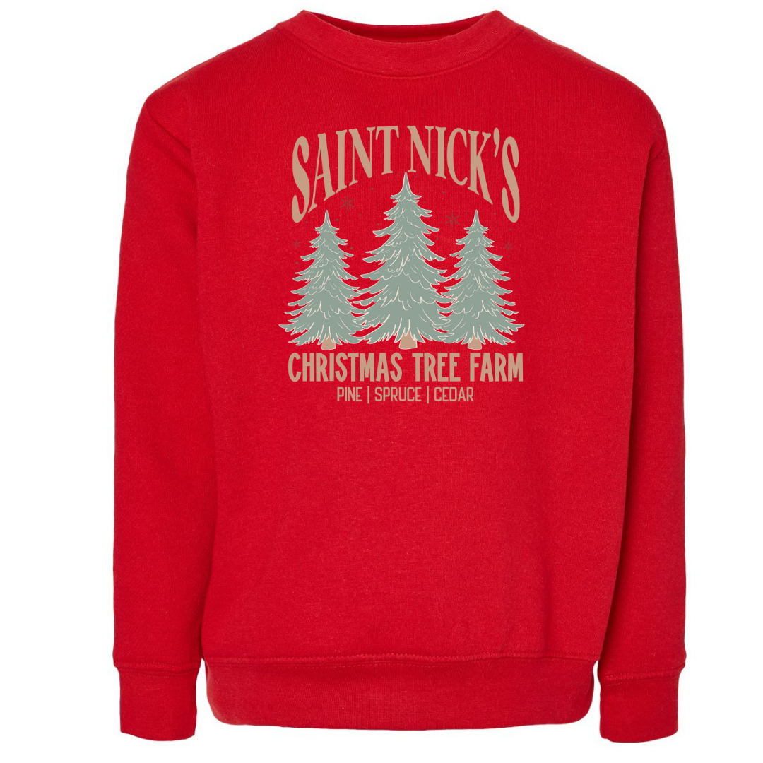 Saint Nick's Christmas Tree Farm (Toddler & Youth Sizes) Crewneck Sweatshirts