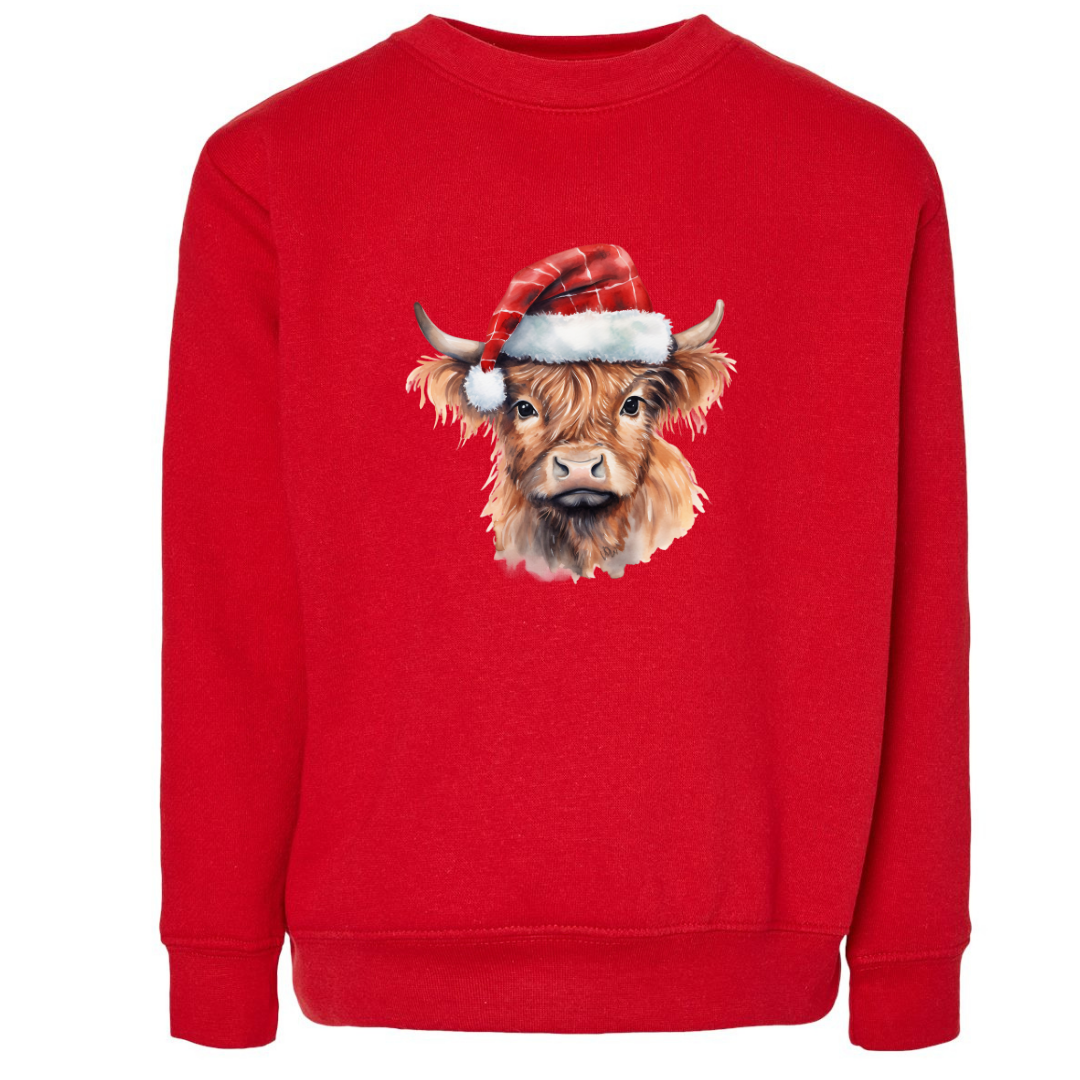 Christmas Cow Hat (Toddler & Youth Sizes) Crewneck Sweatshirts