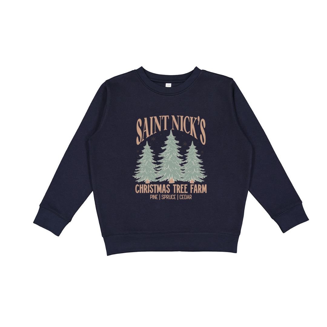 Saint Nick's Christmas Tree Farm (Toddler & Youth Sizes) Crewneck Sweatshirts