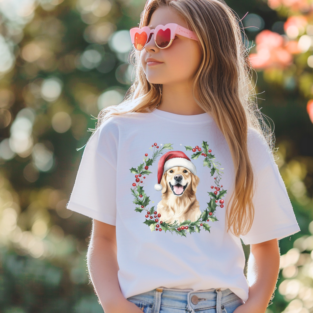 Golden Retriever Christmas Short/ Long Sleeve Tees (Toddler/ Youth Sizes)