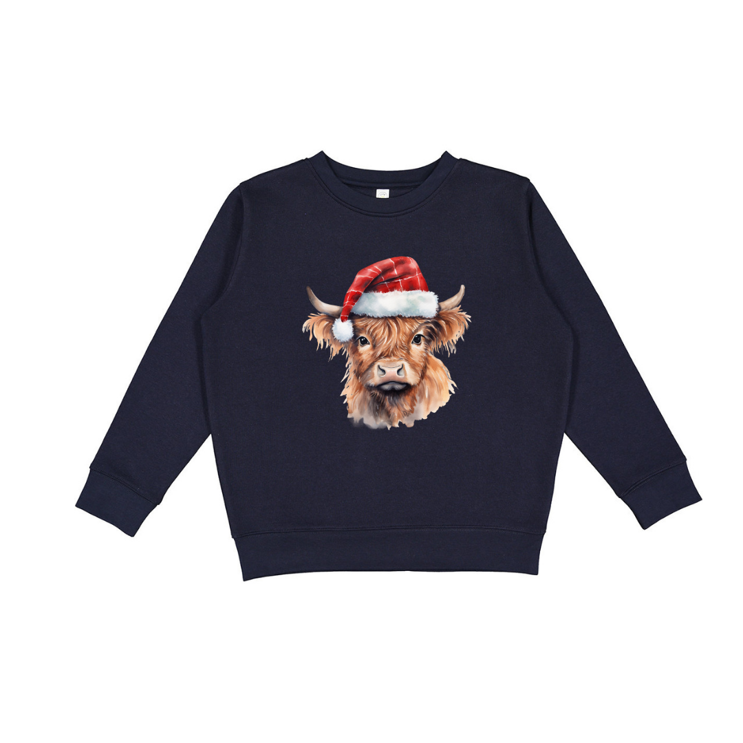 Christmas Cow Hat (Toddler & Youth Sizes) Crewneck Sweatshirts