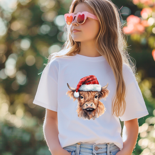 Christmas Cow Hat Short/ Long Sleeve Tees (Toddler/ Youth Sizes)