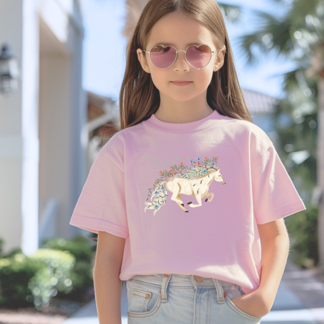 Claire Eddie Ivory Horse short/ Long Sleeve Tees (Toddler/ Youth Sizes)