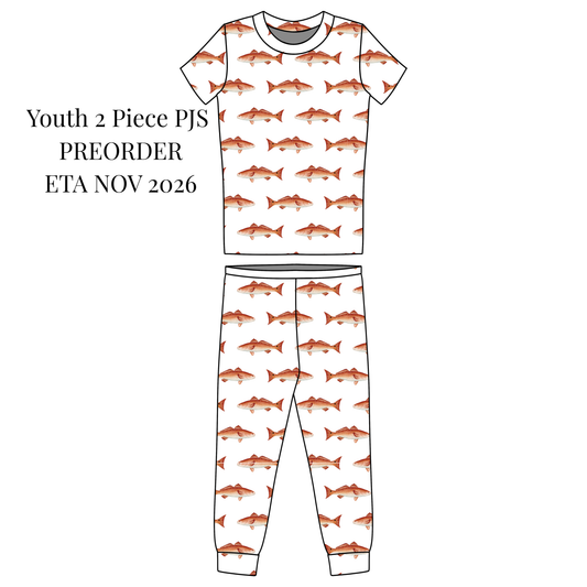 Redfish Youth Short Sleeve with Pants Two-Piece Sets (2T- 10/12) PREORDER SHIPS NOVEMBER 2026