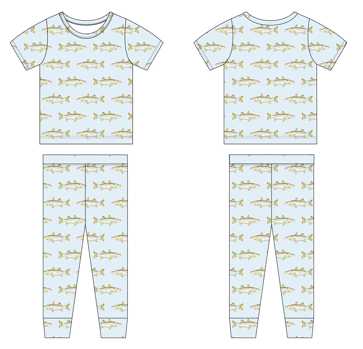 Snook Youth Short Sleeve with Pants Two-Piece Sets (2T- 10/12) PREORDER SHIPS NOVEMBER 2026