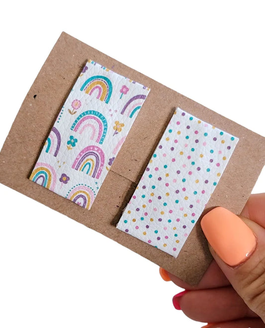 2 inch Rectangle Snap Clip Pair-Whimsical Rainbows