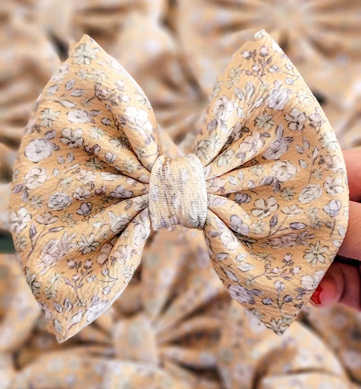 Savannah Bow- Ochre Floral (Clip)