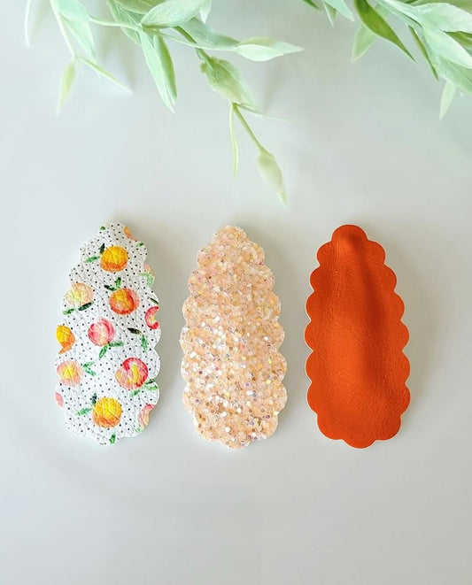 2.5 inch Scallop Oval Snap Clip Set of 3-Oh So Peachy