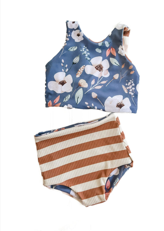 Cadet Blue Floral Swim