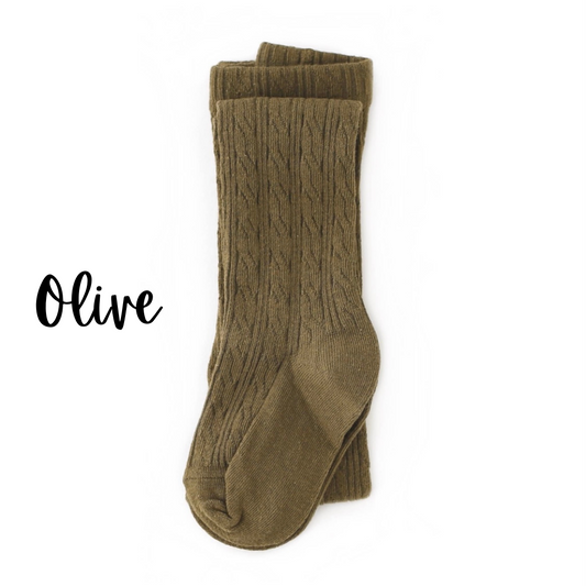 Olive Cable Knit Tights(0/6M- 1/2Y)