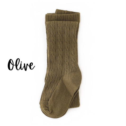Olive Cable Knit Tights