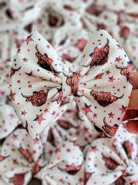 Red, White, & Moo Savannah Bow (on clip)