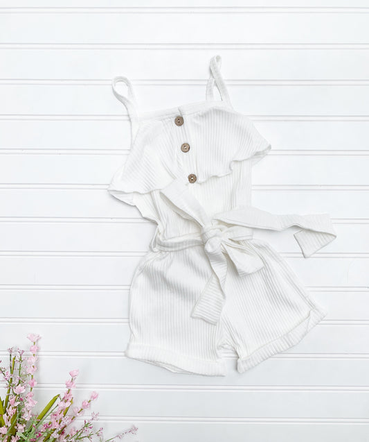 RTS White Ribbed Summer Romper