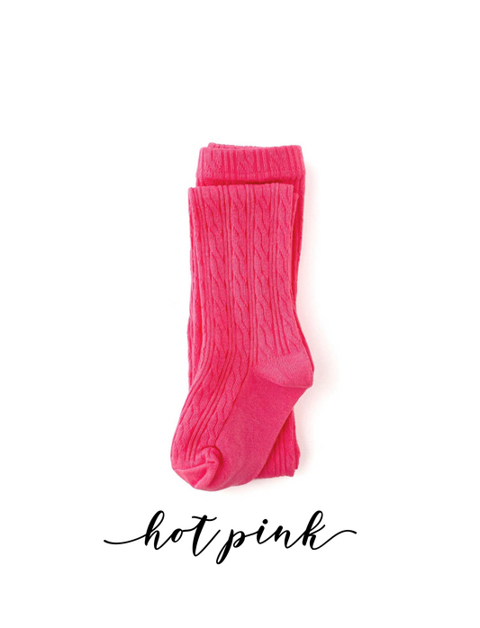 Hot Pink Cable Knit Tights (0/6M-6/12M)